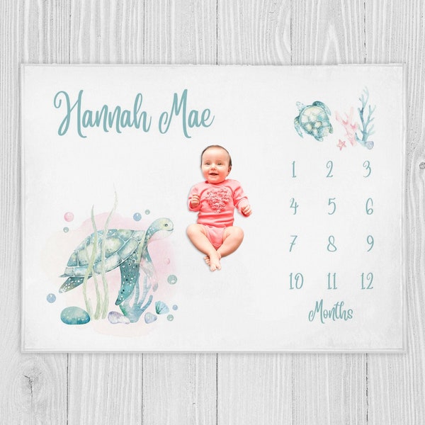 Sea Turtle Baby Months Blanket Etsy