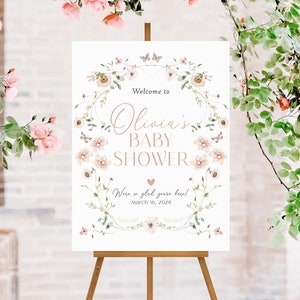 Butterfly Baby Shower Welcome Sign, Baby in Bloom Welcome Sign Baby Shower, Wildflower Baby Shower Sign Girl, Butterfly Baby Shower Decor