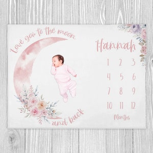 Manta mensual de hitos para bebé, manta de mes para recién nacido, unisex,  neutro, regalo personalizado para ducha, decoración de habitación del bebé