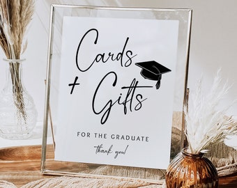 Graduation Cards and Gifts Sign, Editable Graduation Signs Printable, 2023 Graduation Party Decorations, Modern Graduation Sign Minimalist