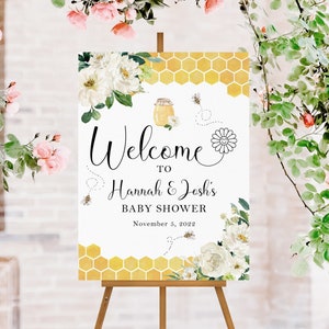Honey Bumble Bee Baby Shower Welcome Sign, Baby Sprinkle Welcome Sign, Bee Baby Shower Decorations, Bee Baby Shower Welcome Poster Yard Sign
