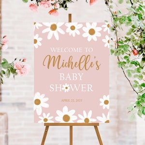 Daisy Baby Shower Welcome Sign, Floral Baby Shower Sign, Baby Shower Poster, Daisy Baby Shower Decorations Girl, Baby In Bloom Sign, DBS1