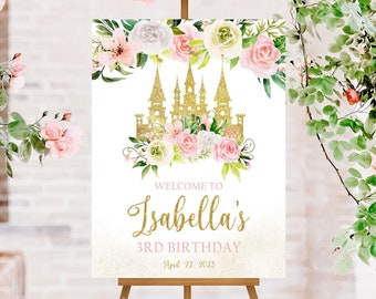 Princess Birthday Welcome Sign, Princess Birthday Decorations, Pink Girl Birthday Sign, Princess Birthday Party Decor, Welcome Poster PRI1