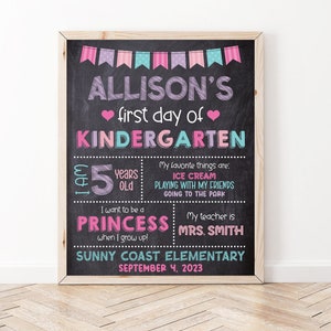 First Day of School Chalkboard Sign Printable, Editable Chalkboard Back to School Sign, Girl First Day of School Sign, Instant Download