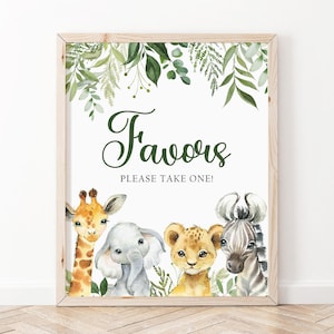 Jungle Baby Shower Favors Sign, Safari Baby Shower Sign, Wild One Favors Table Sign, Safari Baby Shower Decorations, Safari Favors Sign SAB1