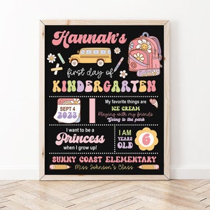 Placa de primeiro dia de aula incrível, placa de quadro negro editável para o primeiro dia de aula, placa de volta às aulas, placa de primeiro dia de aula para meninas para impressão