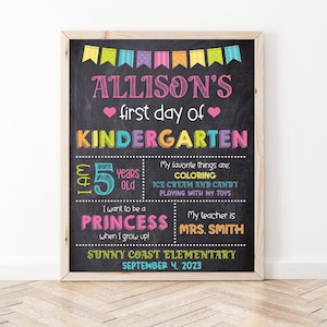 Editable First Day of School Chalkboard Sign, Back to School Sign, Girl 1st Day of School Sign Printable Photo Prop Digital Instant Download
