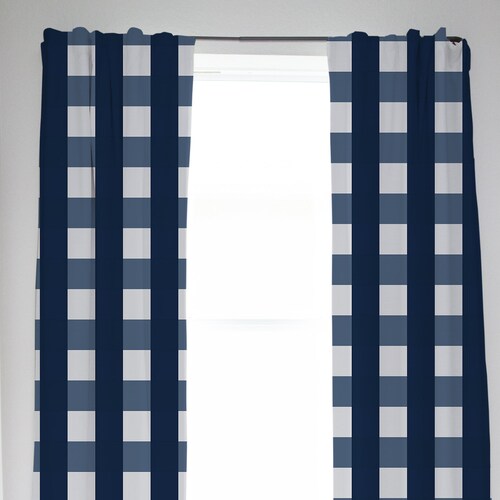 Blue Plaid Nursery Curtains Baby Boy Nursery Curtains Etsy