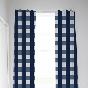 Blue Plaid Nursery Curtains, Baby Boy Nursery Curtains, Blackout Curtains Nursery, Navy Blue Nursery, Woodland Nursery Curtains Blackout