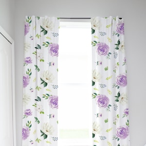 Tende per finestre con fiori viola lavanda, tende per finestre con motivo  geometrico lilla a quadri