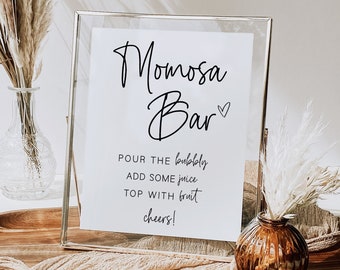Modern Baby Shower Momosa Sign, Minimalist Baby Shower Mimosa Bar Sign, Bubbly Bar Sign, Gender Neutral, Printable, Instant Download, MB2