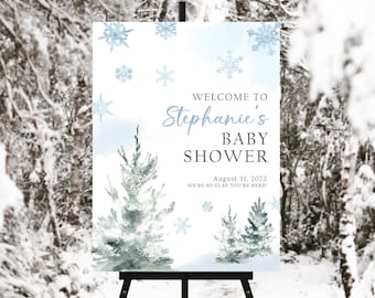 Winter Welcome Sign Baby Shower, Winter Baby Shower Welcome Sign, Welcome To Winter Wonderland Baby Shower Sign, Baby Shower Decorations Boy