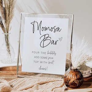 Modern Baby Shower Momosa Sign, Minimalist Baby Shower Mimosa Bar Sign, Bubbly Bar Sign, Gender Neutral, Printable, Instant Download, MB2