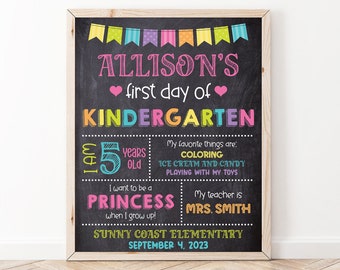 Editable First Day of School Chalkboard Sign, Back to School Sign, Girl 1st Day of School Sign Printable Photo Prop Digital Instant Download