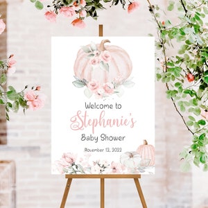 Little Pumpkin Baby Shower Sign, Pink Pumpkin Baby Shower Welcome Sign, Fall Baby Shower Decorations Girl, Little Pumpkin Baby Shower Decor