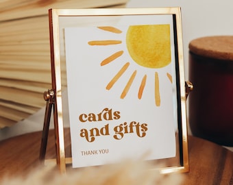 Sun Cards And Gifts Sign, Here Comes The Son Baby Shower Sign, Printable Sign, Sunshine Baby Shower Decorations Boy, Instant Download, SBS2