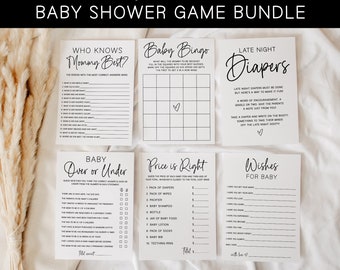 Baby Shower Game Bundle, Minimalist Baby Shower Games Printable, Modern Baby Shower Bundle, Gender Neutral Baby Shower Instant Download, MB2