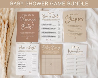 Boho Baby Shower Game Bundle, Minimalist Baby Shower Games Printable, Boho Baby Shower Bundle, Gender Neutral Shower Instant Download, MB1