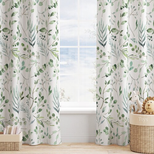 Greenery Window Curtains Gender Neutral Nursery Curtains Etsy