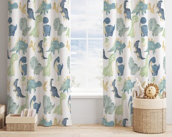 Dinosaur Window Curtains, Dinosaur Nursery Curtains, Baby Boy Nursery Curtains, Blackout Curtains Nursery, Dinosaur Decor, Dinosaur Bedroom
