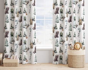 Woodland Window Curtains, Woodland Nursery Curtains, Baby Boy Nursery, Blackout Curtains Nursery, Woodland Nursery Decor, Woodland Curtains