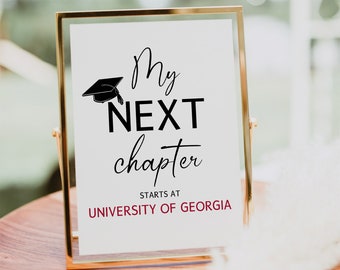 Graduation Printable Sign, My Next Chapter Starts At, Editable Graduation Signs 2023, Personalized Class of 2023 Graduation Party Decoration