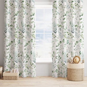 Greenery Window Curtains, Gender Neutral Nursery Curtains, Blackout Curtains Nursery Girl Boy, Green Nursery Decor, Green Curtains Blackout