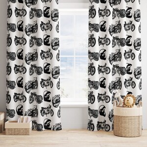 Motorcycle Window Curtains, Motorcycle Nursery Curtains, Baby Boy Nursery Curtains, Blackout Curtains, Motorcycle Decor, Motorcycle Bedroom