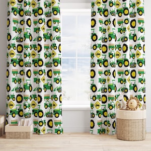 Tractor Window Curtains, Tractor Nursery Curtains, Baby Boy Nursery Curtain Panels, Blackout Curtains Nursery Tractor Decor, Tractor Bedroom