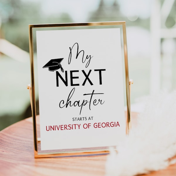 Graduation Printable Sign, My Next Chapter Starts At, Editable Graduation Signs 2023, Personalized Class of 2023 Graduation Party Decoration