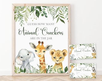 Guess How Many Animal Crackers Game, Safari Baby Shower Game Printable, Jungle Baby Shower Boy Safari Theme, Wild One Instant Download, SAB1