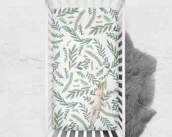 greenery crib sheet