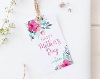 Happy Mother's Day Tag, Floral Mother's Day Gift Tags, Editable Mothers Day Printable Tag, Mom Gift Tags Printable, Digital Instant Download