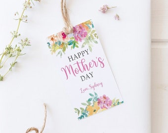 Bewerkbare tag Happy Mother's Day, Moederdagcadeautag, afdrukbare Moederdagtag, moedertags, Moederdag afdrukbare, bloemen Instant Download