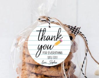 Editable Teacher Appreciation Tag, Thank You Gift Tag, Teacher Appreciation Gift Tags Printable, Teacher Cookie Tag, Instant Download Staff