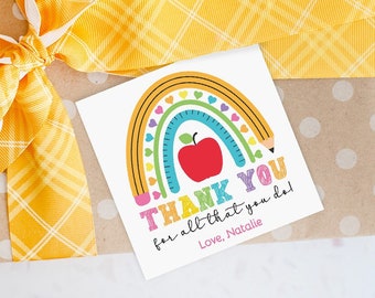 Editable Teacher Appreciation Tag, Rainbow Thank You Tag Teacher, Printable Teacher Appreciation Gift Tag, Gift For Teacher Instant Download