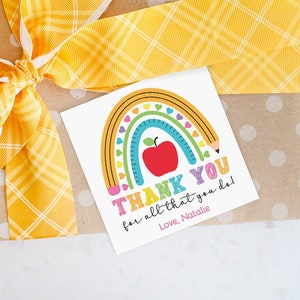 Editable Teacher Appreciation Tag, Rainbow Thank You Tag Teacher, Printable Teacher Appreciation Gift Tag, Gift For Teacher Instant Download