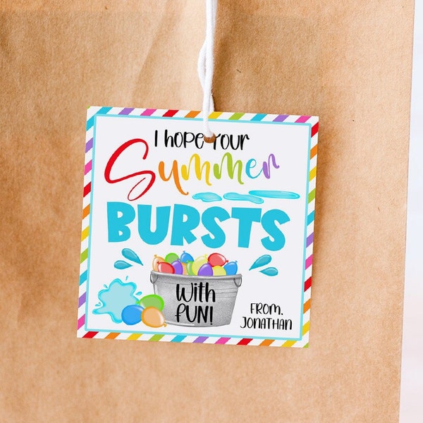 Summer Tags Water Balloons Etsy