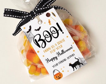 Halloween Favor Tags, Trick or Treat Tag, Printable Halloween Tags Editable, Halloween Treat Bag Tags, Halloween Party Favor, Class Gift Tag