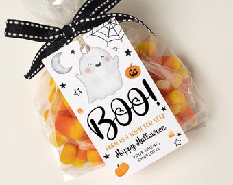 Editable Halloween Favor Tags, Boo Trick or Treat Favor Tags, Printable Halloween Tags, Halloween Treat Bag Tags, Halloween Party Favor Tags