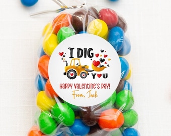 Pegatinas De San Valentín, Pegatinas De Feliz Día De San Valentín, Construcción Te Dig Valentine Favor Pegatinas, Pegatinas de San Valentín de la Escuela Infantil