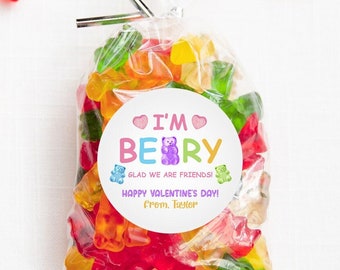 Valentine's Day Stickers, Gummy Bear Valentine Stickers, Personalized Kids Valentines Favor Labels, Happy Valentines Day Stickers For School