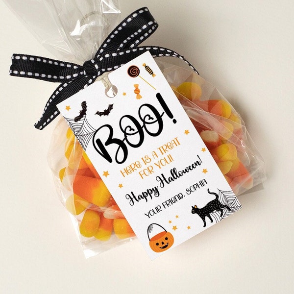 Halloween Favor Tags, Trick or Treat Tag, Printable Halloween Tags Editable, Halloween Treat Bag Tags, Halloween Party Favor, Class Gift Tag