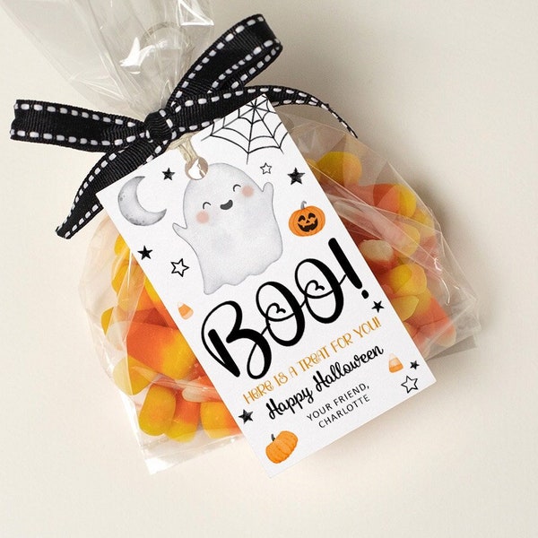 Bearbeitbare Halloween Favor Tags, Boo Süßes oder Saures Favor Tags, druckbare Halloween Tags, Halloween Treat Bag Tags, Halloween Party Favor Tags