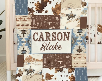 Personalized Cowboy Baby Blanket, Baby Boy Blanket With Name, Baby Shower Gift, Western Baby Boy Bedding, Cowboy Nursery, Western Blanket