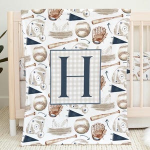 Personalized Baseball Blanket, Baseball Baby Blanket, Baseball Bedding, Baby Boy Bedding, Vintage Baseball Nursery Crib Blanket, Sports Gift