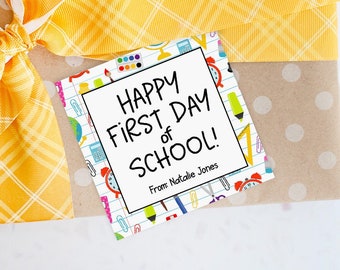 Back to School Tag Template, Printable First Day of School Gift Tag, Happy First Day Gift Tag, School Supplies Tag, Editable School Gift Tag