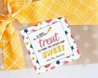 A Little Treat to Make the School Year Sweet Tag, Printable First Day of School Apple Cookie Tag, Back to School Gift Tag Editable Treat Tag