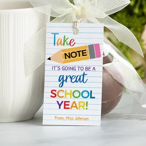 Back to School Gift Tags, Take Note Tag, Pen Marker Gift For Teacher, First Day of School Tag, Student Classroom Editable Printable Download