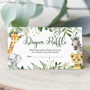 Diaper Raffle Tickets, Safari Baby Shower Game Printable, Safari Baby Shower Diaper Raffle, Zoo Jungle Baby Shower Instant Download, SAB1